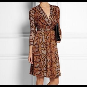 Altuzarra For Target Brown Ruched‎ Snakeskin Printed Dress Size 6